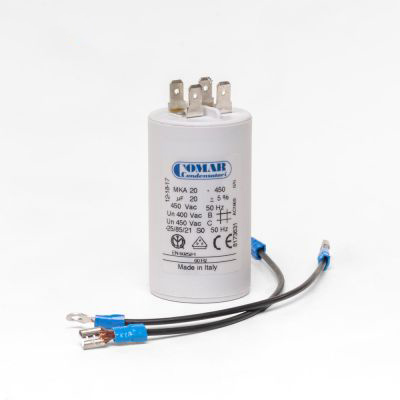 Kondens 20 uf Koral 0,75 kW/1 hk 72 mm total længde