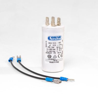 Kondensator 12,5uf  L 60 mm  Ø 35 mm  m.Ledning  Til Kripsolpumpe