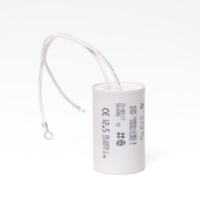 Kondensator 12,5uf  L 60 mm  Ø 35 mm  m.Ledning  Til Kripsolpumpe