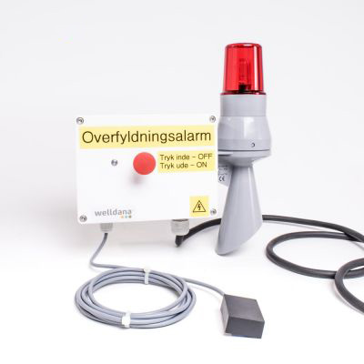 OverfyldningsAlarm® 92 dB. Med kapacitiv sensor. 230 V