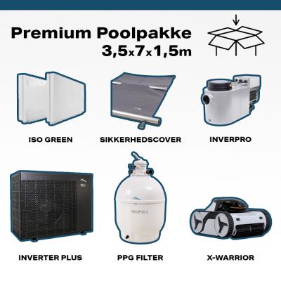 Premium Poolpakke 3.5x7x1.5m